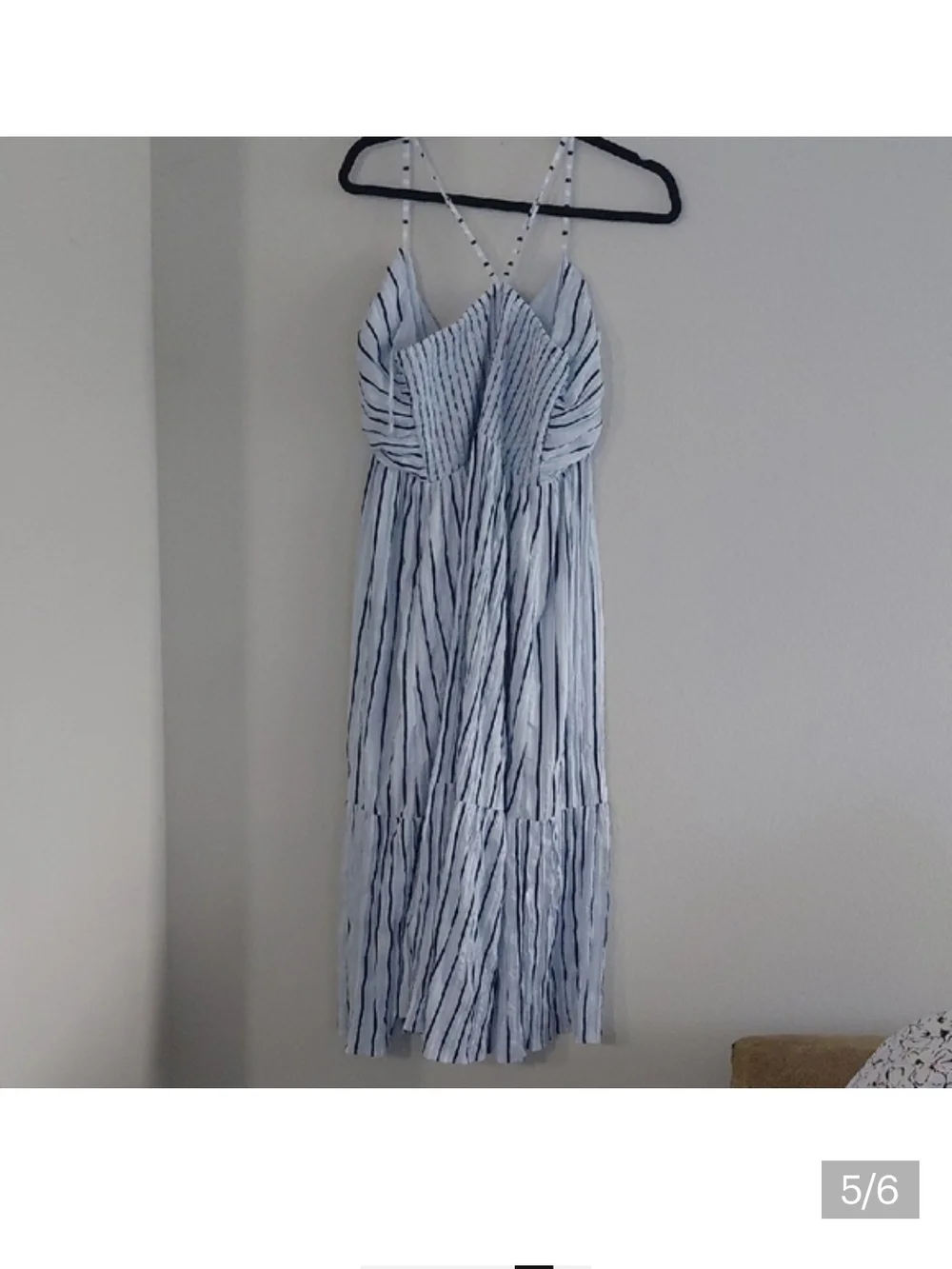 GAP White and Navy Vertical-Strip Maxi Dress - Picture 5 of 6